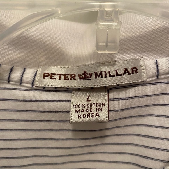 Peter Millar White and Navy Polo Shirt Classic Design - Picture 4 of 5